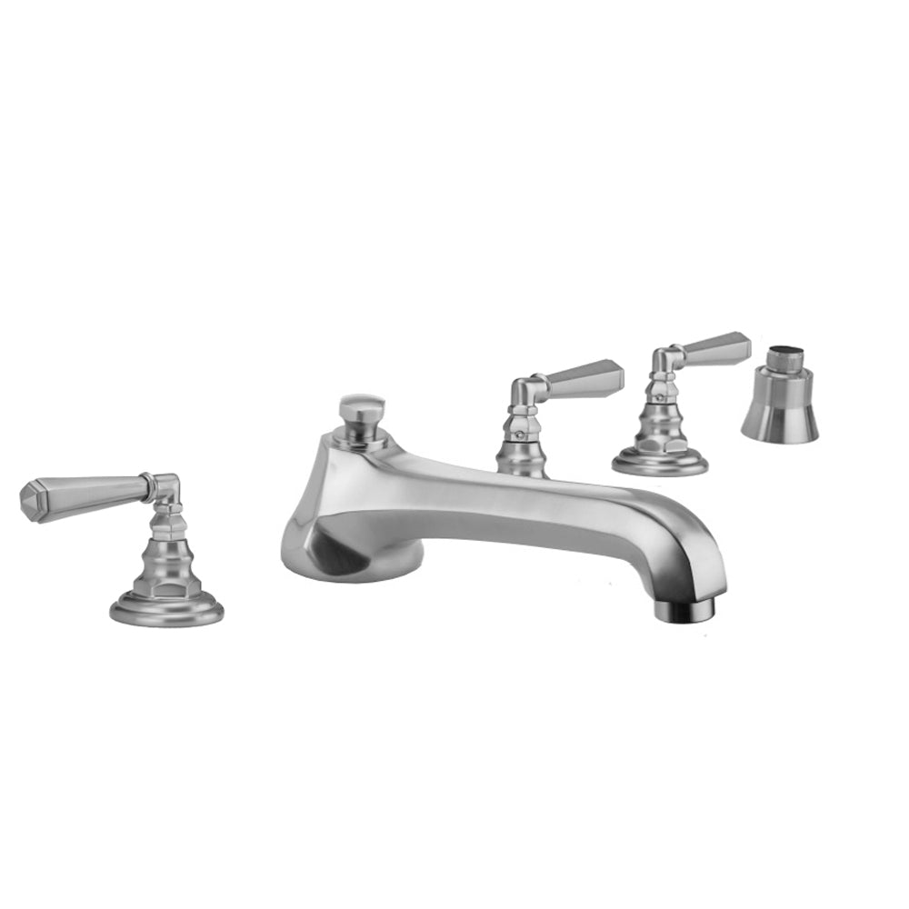 Westfield Roman Tub Set with Low Spout and Hex Lever Handles and Straight Handshower Mount in Multiple Finishes