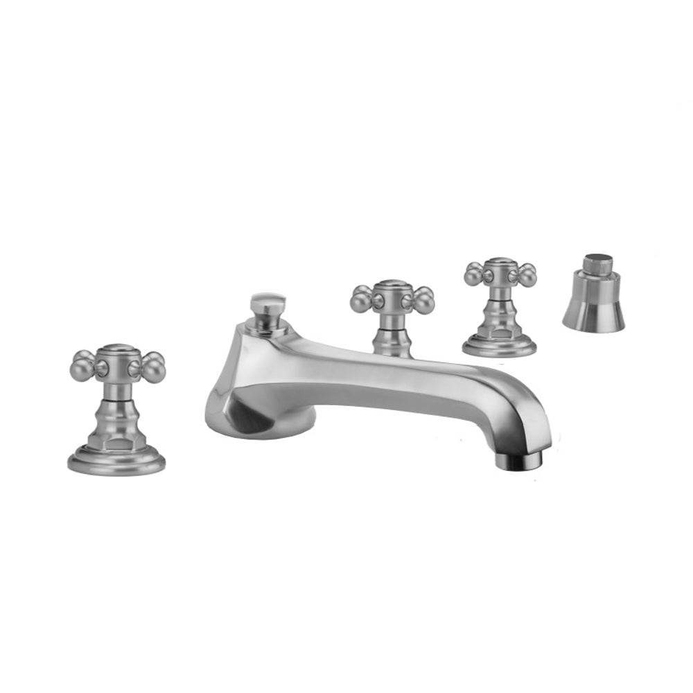 Westfield Roman Tub Set with Low Spout and Ball Cross Handles and Straight Handshower Mount in Multiple Finishes