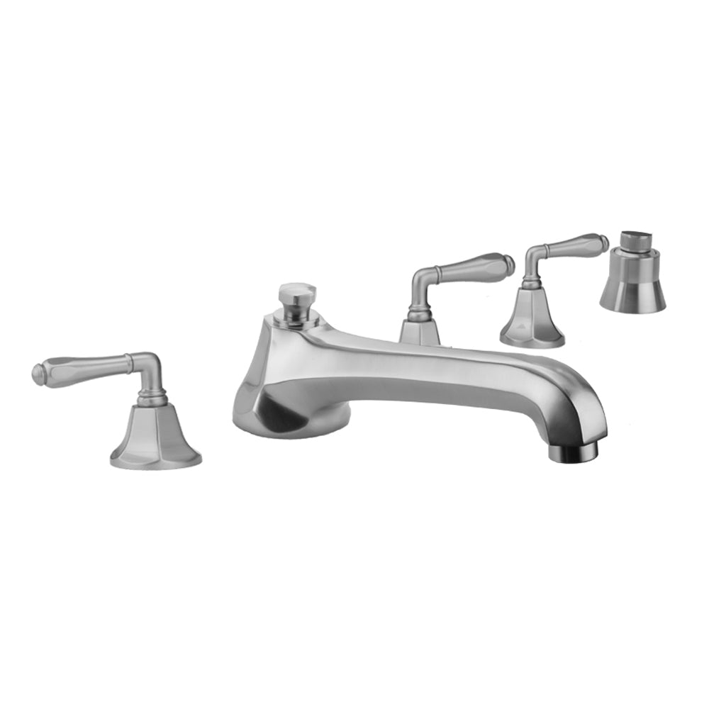 Astor Roman Tub Set with Low Spout and Smooth Lever Handles and Straight Handshower Mount in Multiple Finishes