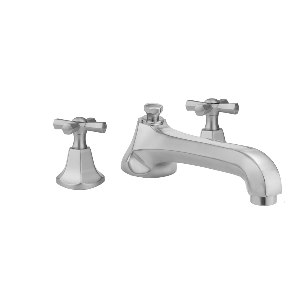 Astor Roman Tub Set with Low Spout and Hex Cross Handles in Multiple Finishes