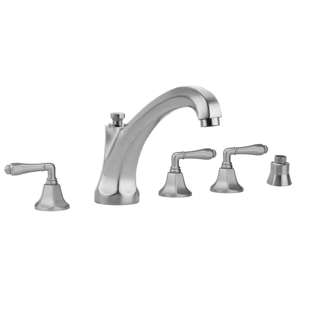 Astor Roman Tub Set with High Spout and Smooth Lever Handles and Straight Handshower Mount in Multiple Finishes