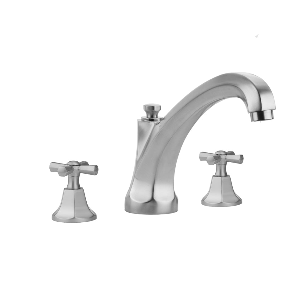 Astor Roman Tub Set with High Spout and Hex Cross Handles in Multiple Finishes