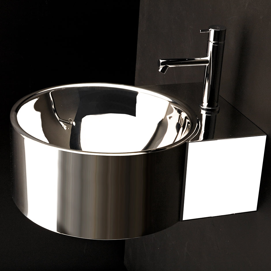 Wall-mount or above-counter Bathroom Sink with one faucet hole and an overflow. 16 gauge stainless steel. Unfinished back. 15 3/4"W x 19 3/4"D x 7 1/4"H - Maison&Co.