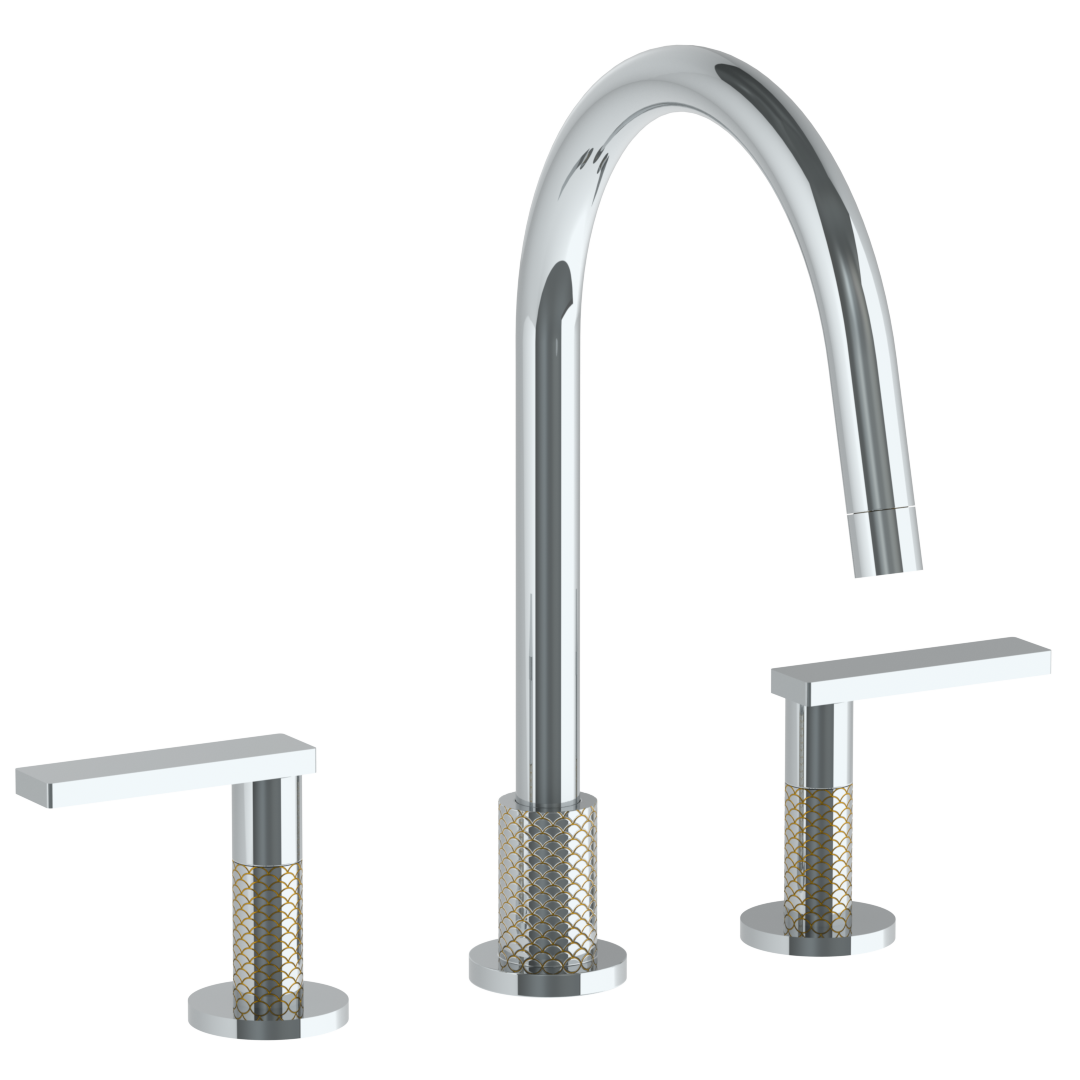 Deck Mounted 3 Hole Gooseneck Kitchen Faucet