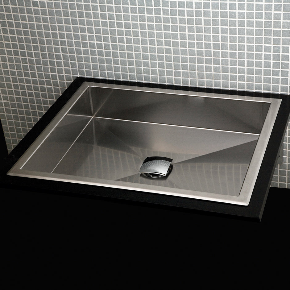 Under-counter or self-rimming Bathroom Sink without an overflow. 16 gauge stainless steel . W: 17”
D: 14 5/8” H: 4 3/4” - Maison&Co.