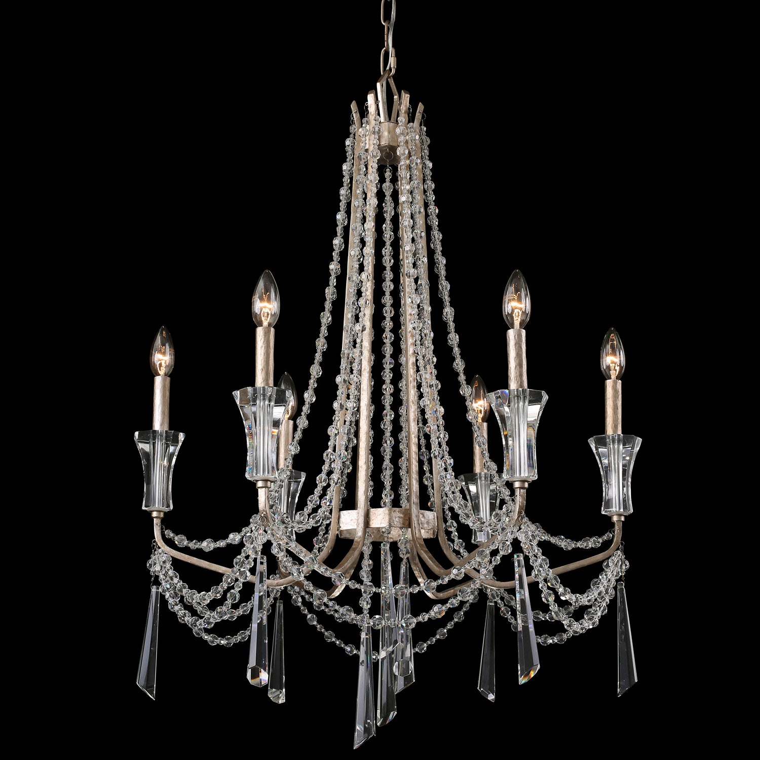 Varaluz - 270C06TR - Six Light Chandelier - Barcelona - Transcend Silver