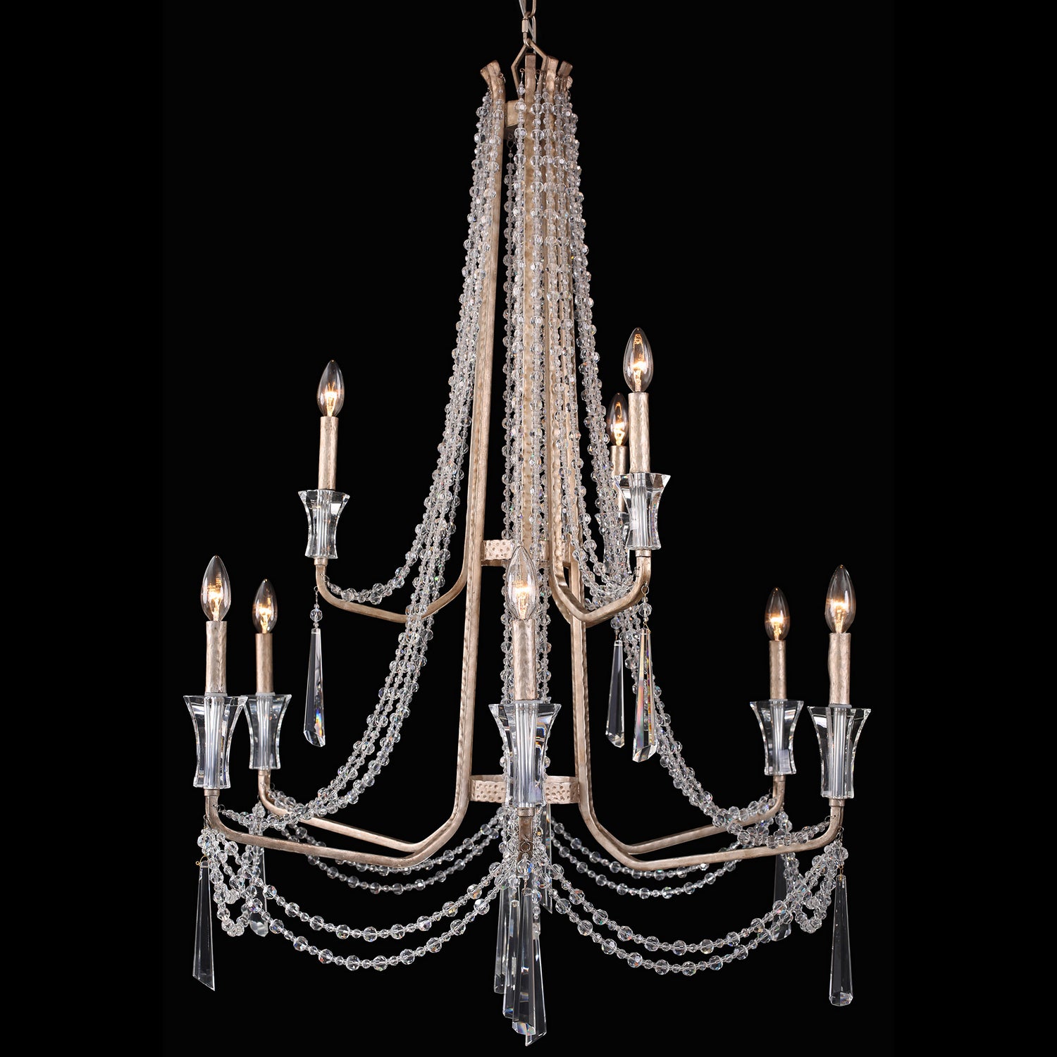 Varaluz - 270C09TR - Nine Light Chandelier - Barcelona - Transcend Silver