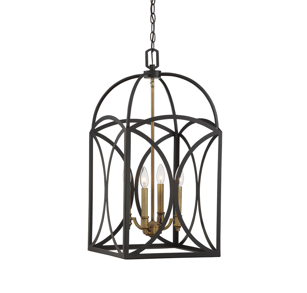 Savoy House - 3-4081-4-79 - Four Light Foyer Pendant - Talbot - English Bronze and Warm Brass