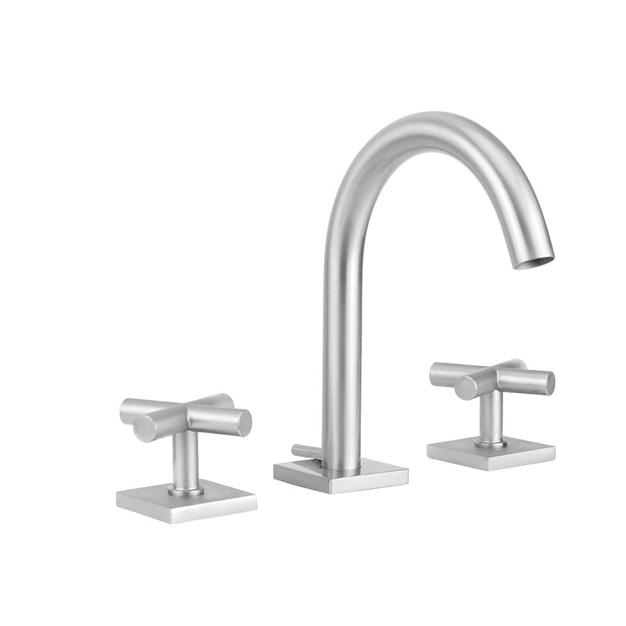 Downtown Contempo Slim Faucet with Square Escutcheons & Contempo Slim Cross Handles- 0.5 GPM in Multiple Finishes