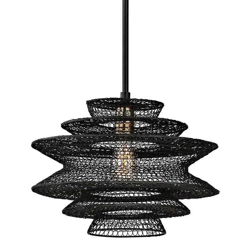 Troy Lighting - F6015-SBK - One Light Pendant - Kokoro - Soft Black