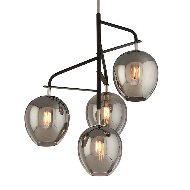 Troy Lighting - F4296-TBK/PN - Four Light Chandelier - Odyssey - Textured Black & Polish Nickel