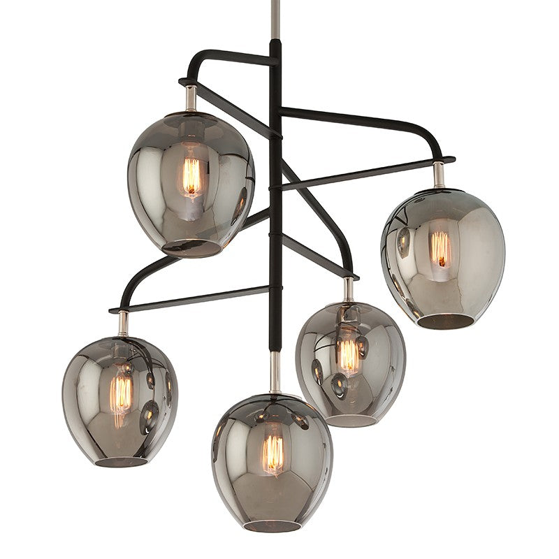 Troy Lighting - F4297-TBK/PN - Five Light Chandelier - Odyssey - Textured Black & Polish Nickel