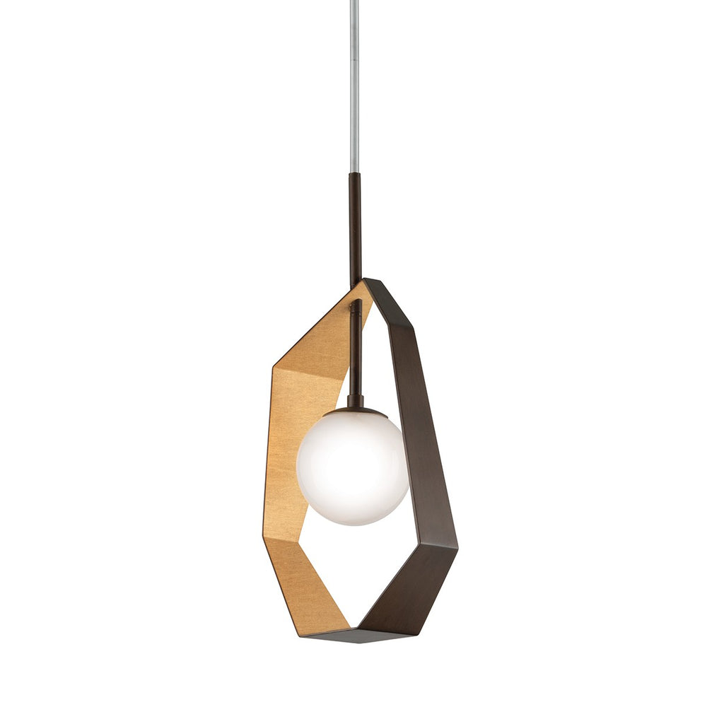 Troy Lighting - F5523-BRZ/GL/SS - One Light Pendant - Origami - Bronze With Gold Leaf