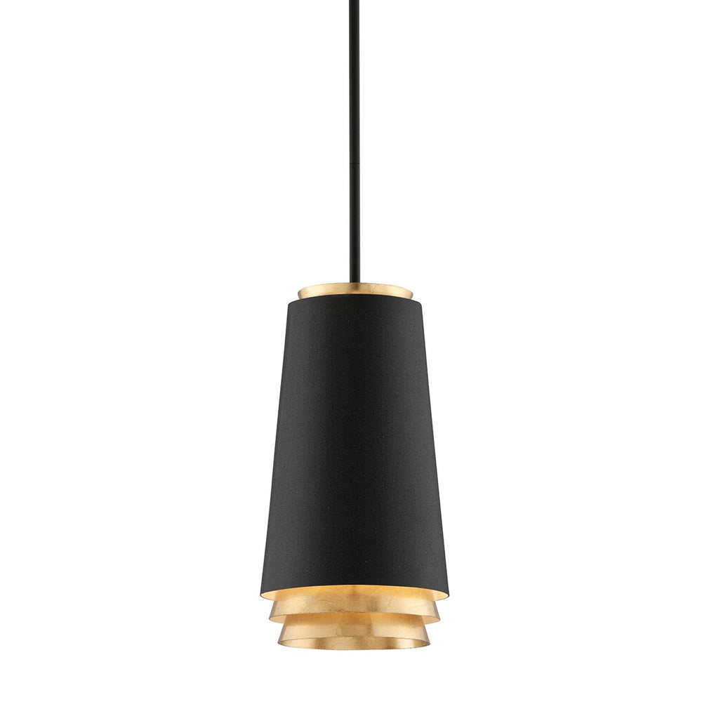 Troy Lighting - F5541-TBK/VGL - One Light Pendant - Fahrenheit - Textured Black W-Gold Leaf