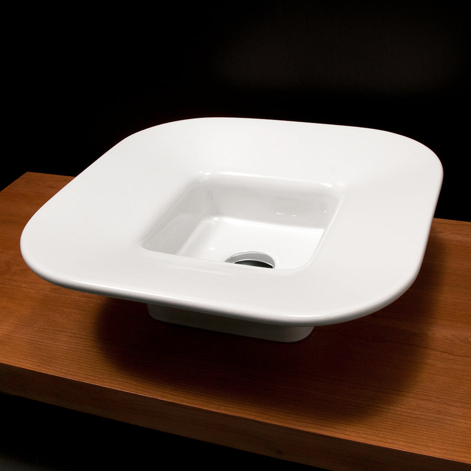 Vessel porcelain Bathroom Sink without an overflow. Glazed exterior.19 3/4" x 19 3/4", 6 1/8"H - Maison&Co.