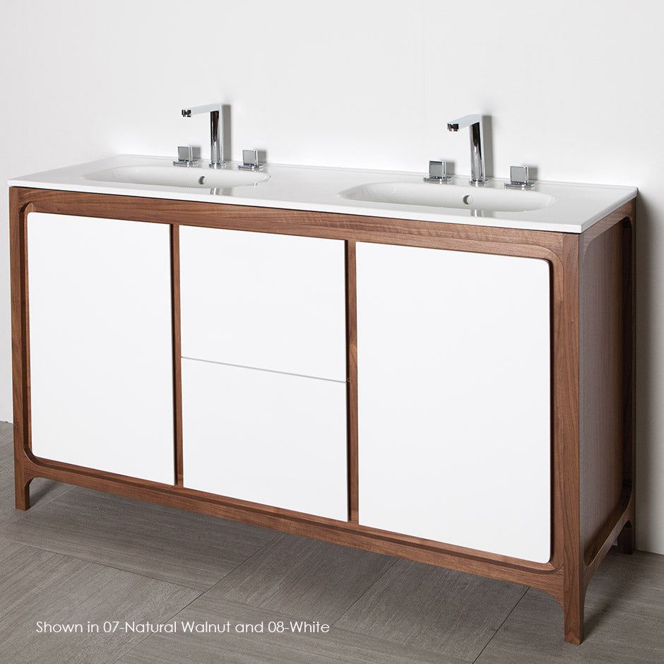 Free-standing under-counter double vanity with 2 doors and 2 drawers . W: 55", D: 17 5/8", H: 34". - Maison&Co.