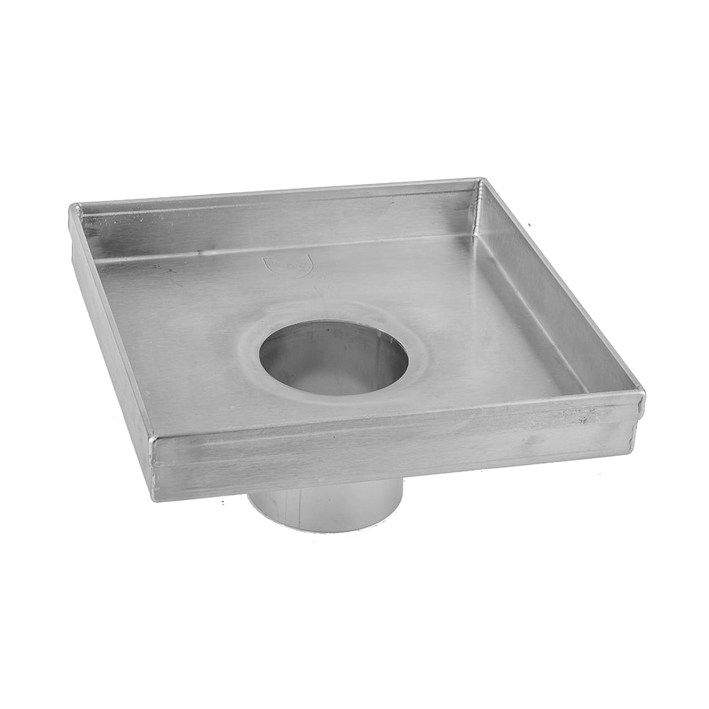 6" x 6" Square Channel Drain Body in Brushed Stainless (BSS) Finish