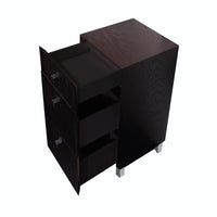 Free-standing cabinet with three drawers, polished chrome pulls and polished stainless steel legs included, 13 3/8"W, 13 3/8"D, 27 1/2"H. - Maison&Co.