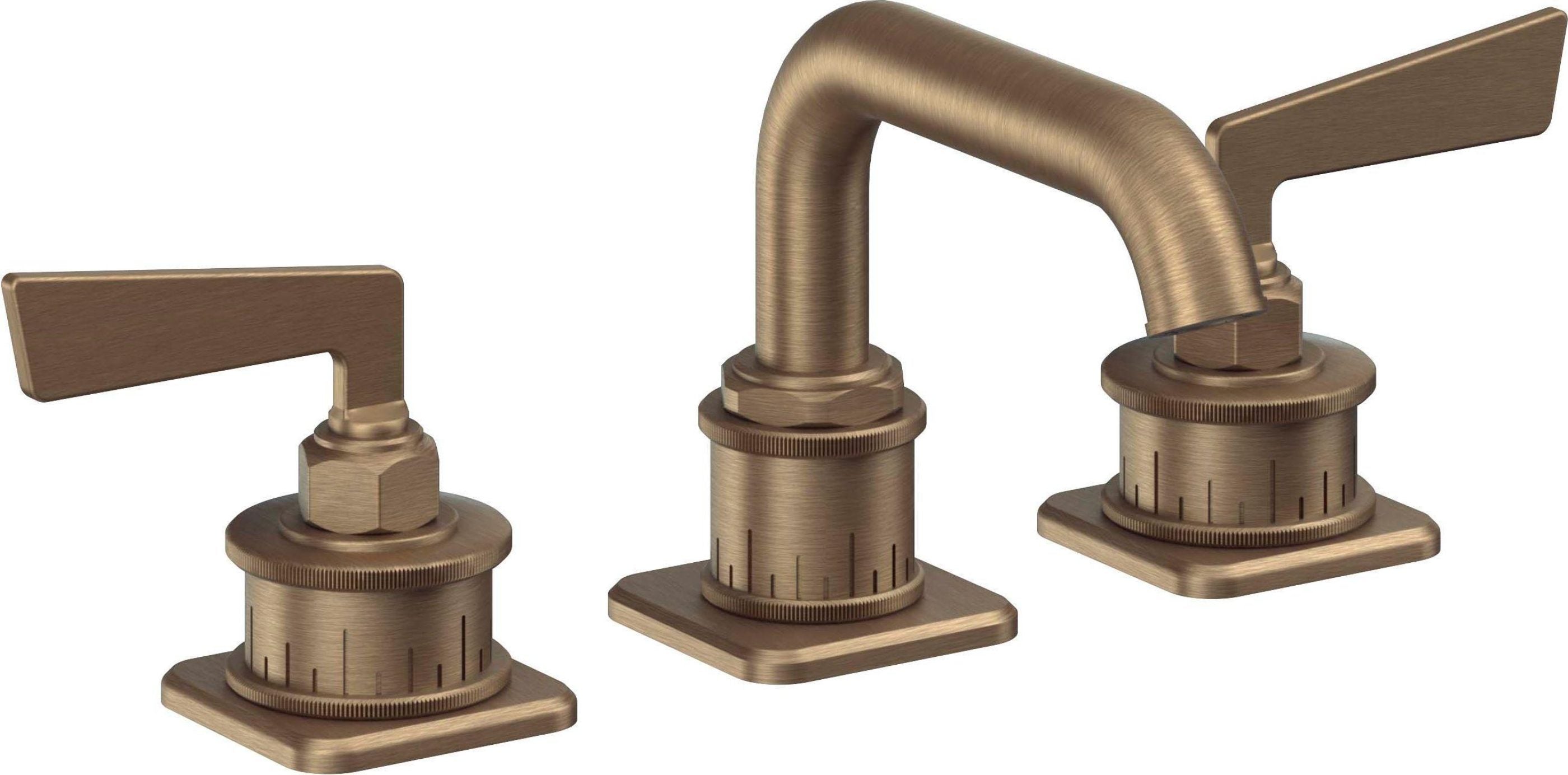 California Faucets - 8502-ABF - 8" Widespread Lavatory Faucet - Antique Brass Flat - Steampunk Bay