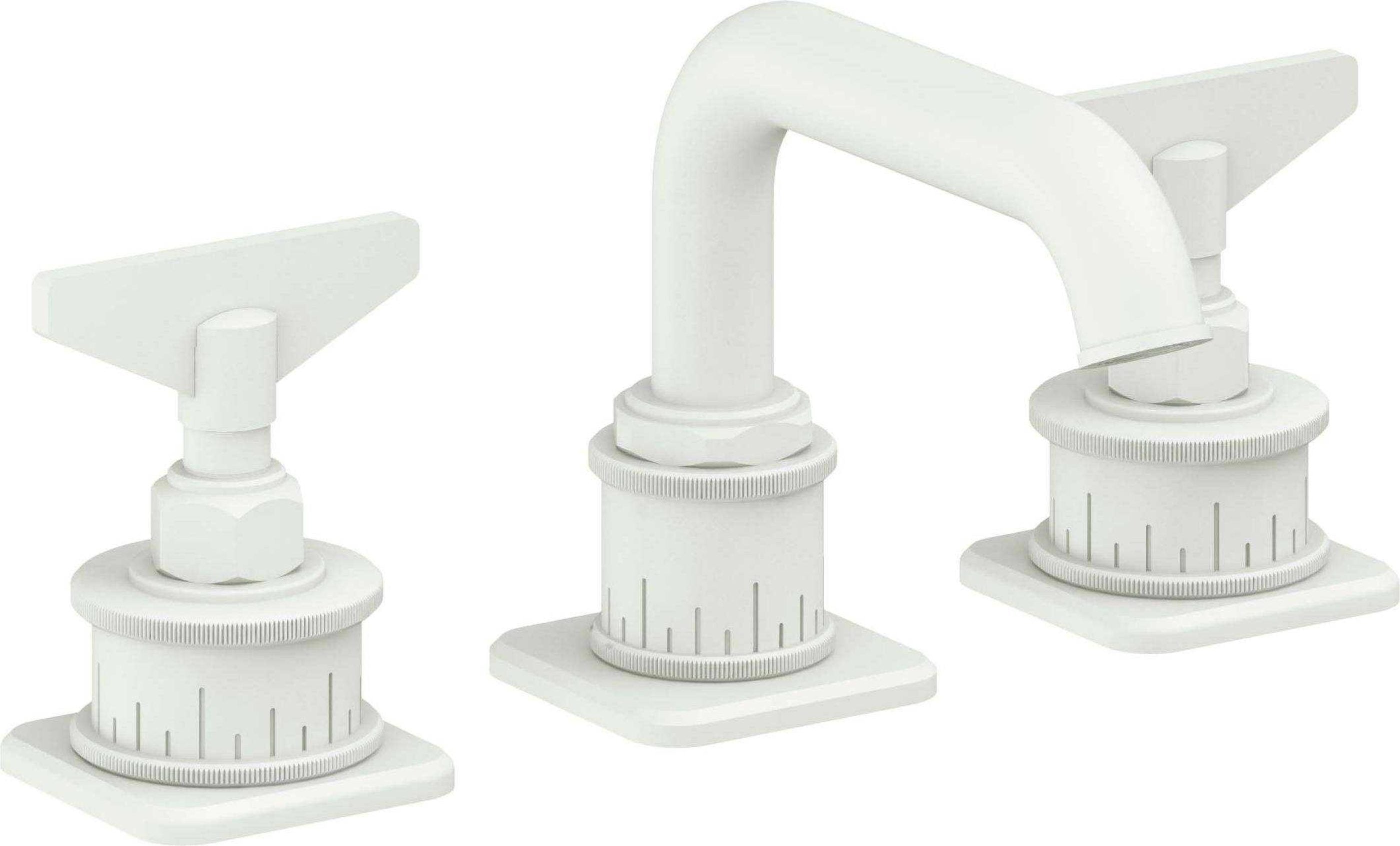 California Faucets - 8502BZBF-MWHT - 8" Widespread Lavatory Faucet with Completely Finished ZeroDrain - Matte White - Steampunk Bay