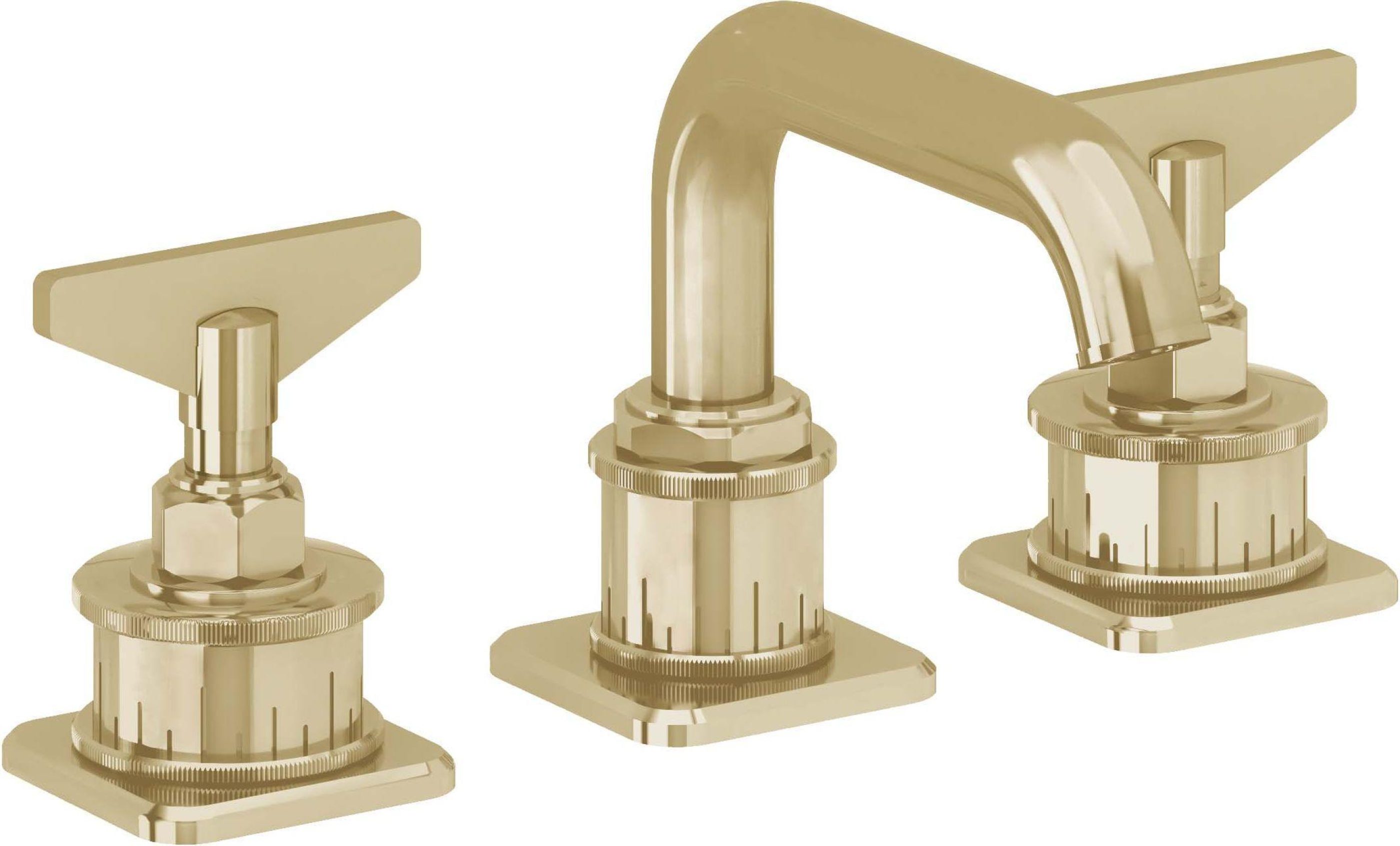 California Faucets - 8502BZB-PBU - 8" Widespread Lavatory Faucet with ZeroDrain - Polished Brass Uncoated - Steampunk Bay