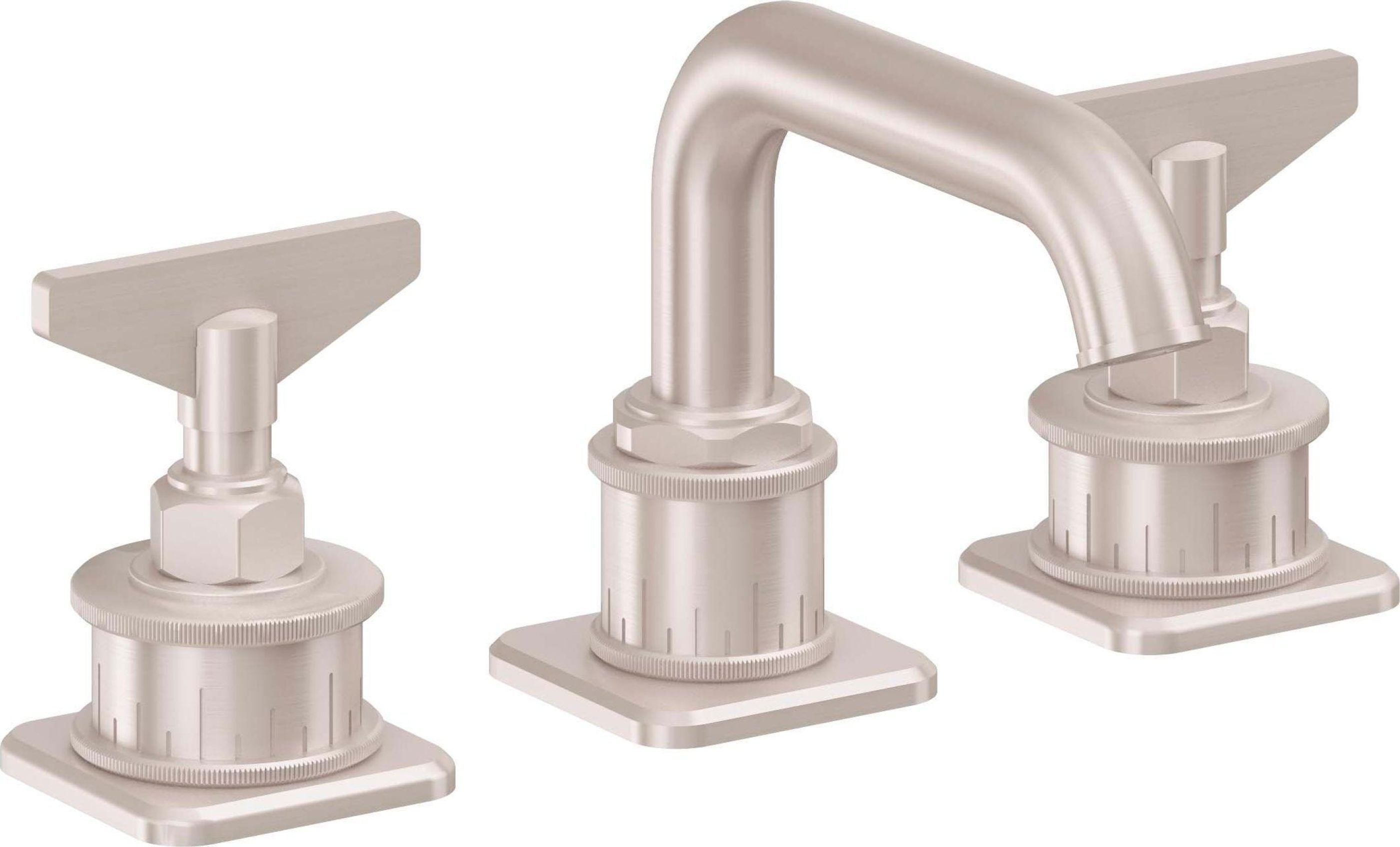 California Faucets - 8502BZBF-SN - 8" Widespread Lavatory Faucet with Completely Finished ZeroDrain - Satin Nickel  - Steampunk Bay