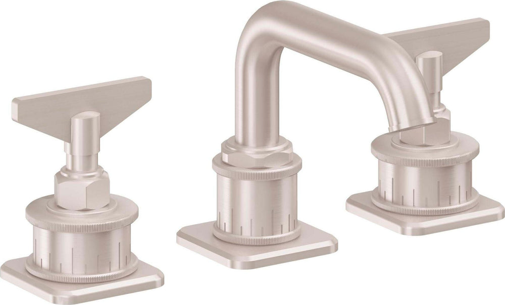 California Faucets - 8502BZB-SN - 8" Widespread Lavatory Faucet with ZeroDrain - Satin Nickel  - Steampunk Bay