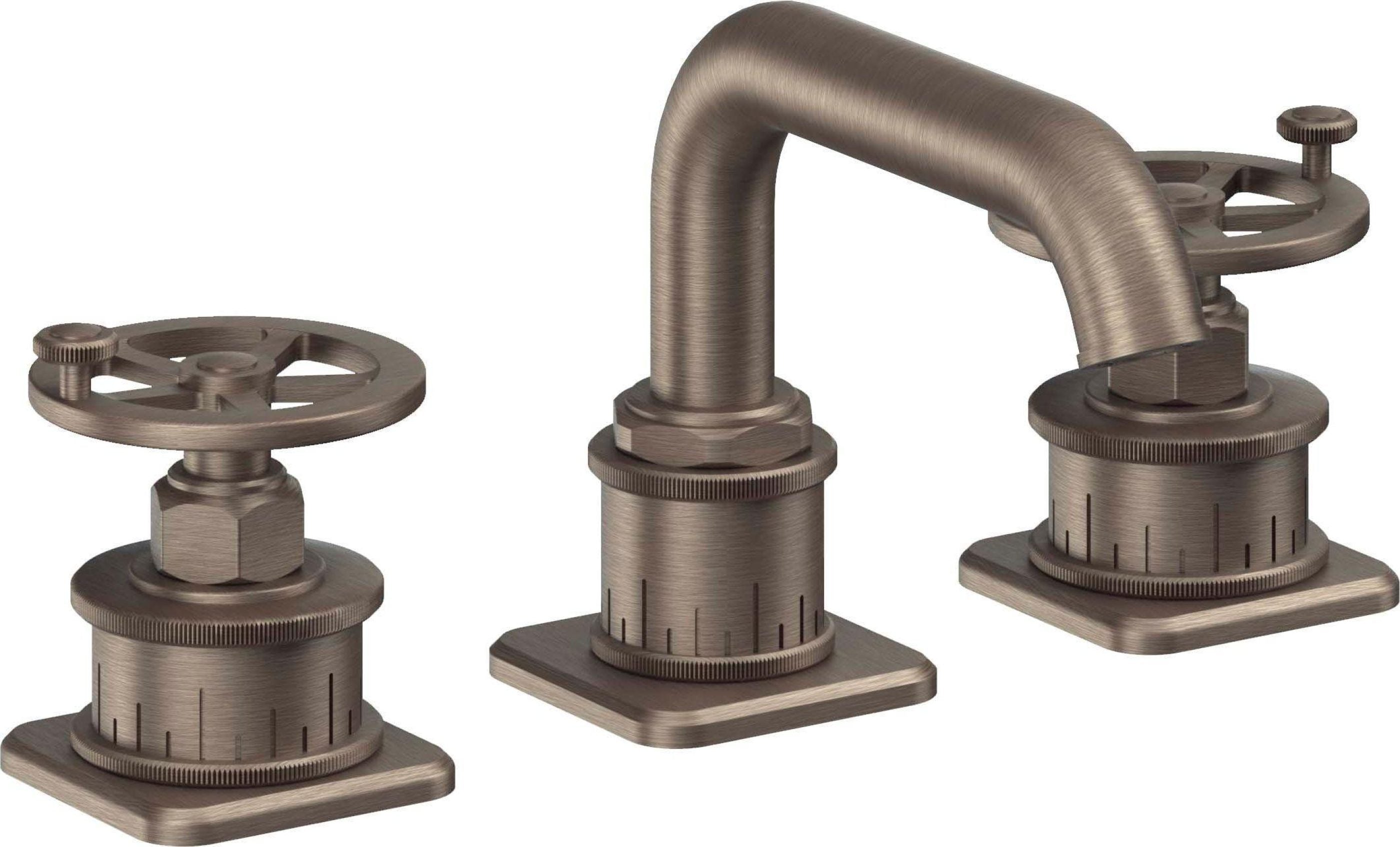 California Faucets - 8502WZBF-ANF - 8" Widespread Lavatory Faucet with Completely Finished ZeroDrain - Antique Nickel Flat - Steampunk Bay