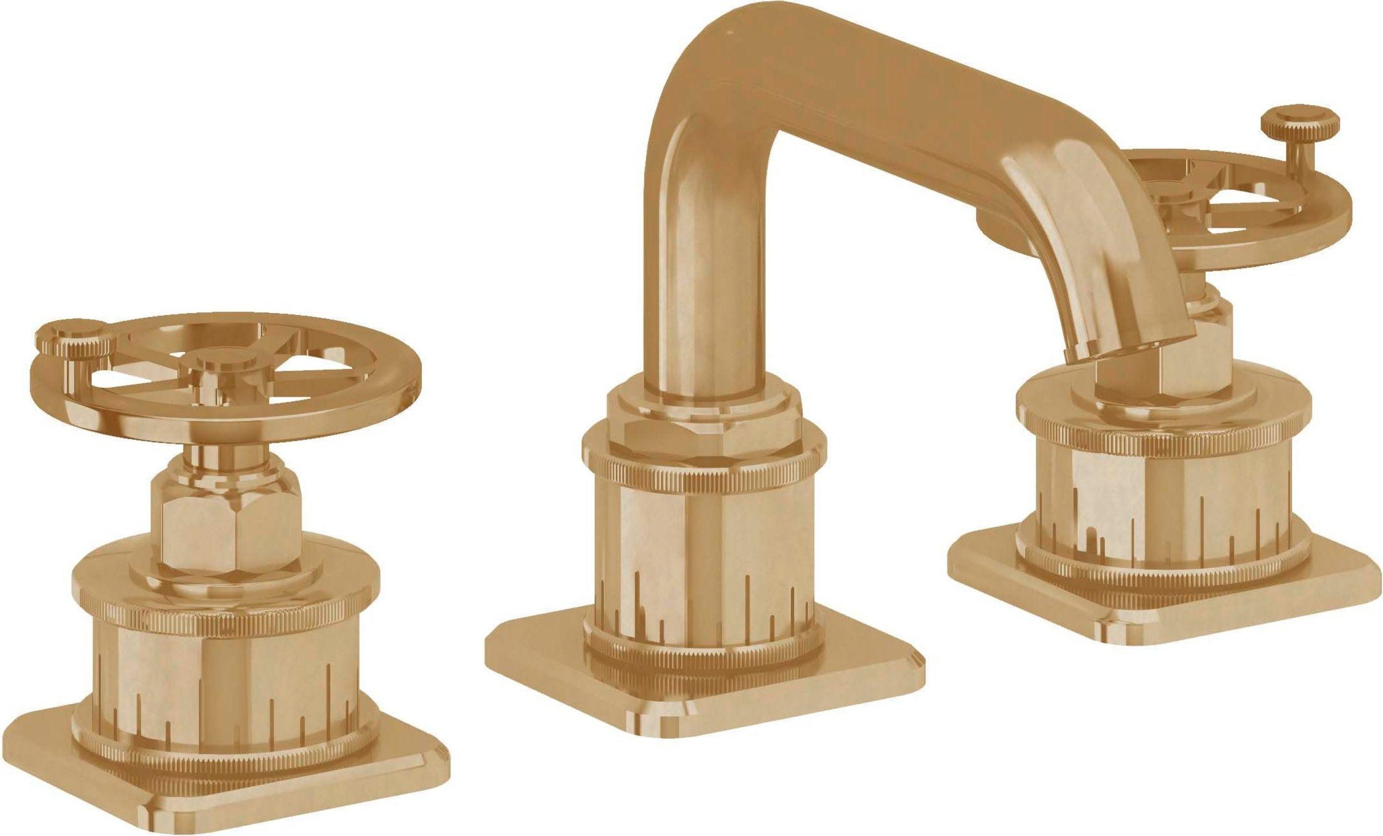 California Faucets - 8502W-BBU - 8" Widespread Lavatory Faucet - Burnished Brass Uncoated - Steampunk Bay