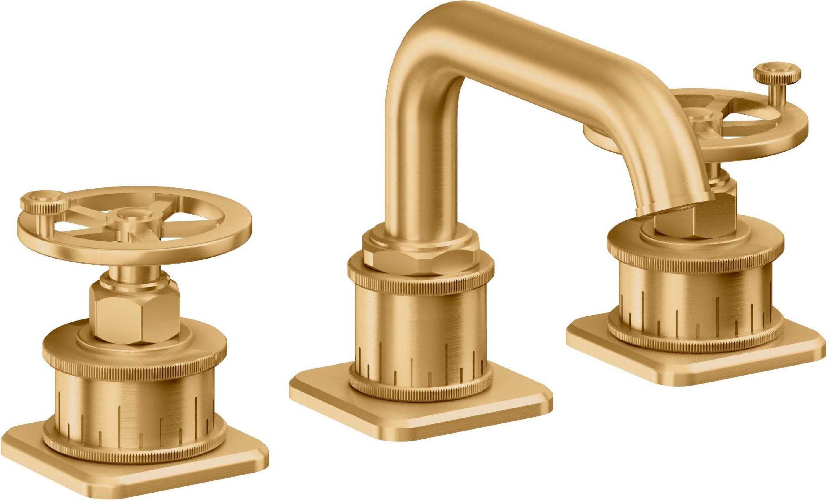 California Faucets - 8502W-LSG - 8" Widespread Lavatory Faucet - Lifetime Satin Gold (PVD) - Steampunk Bay