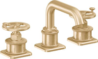 California Faucets - 8502W-SB - 8" Widespread Lavatory Faucet - Satin Brass (PVD) - Steampunk Bay