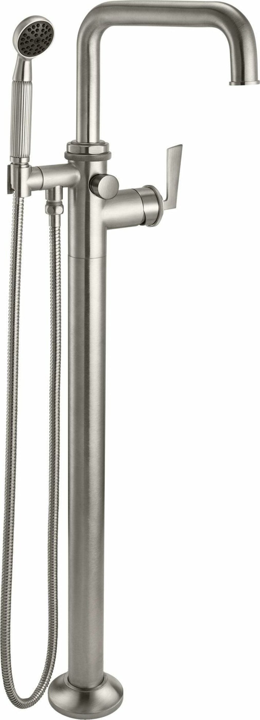 California Faucets - 8511.18-SN - Single Hole Floor Mount Tub Filler - Satin Nickel  - Steampunk Bay