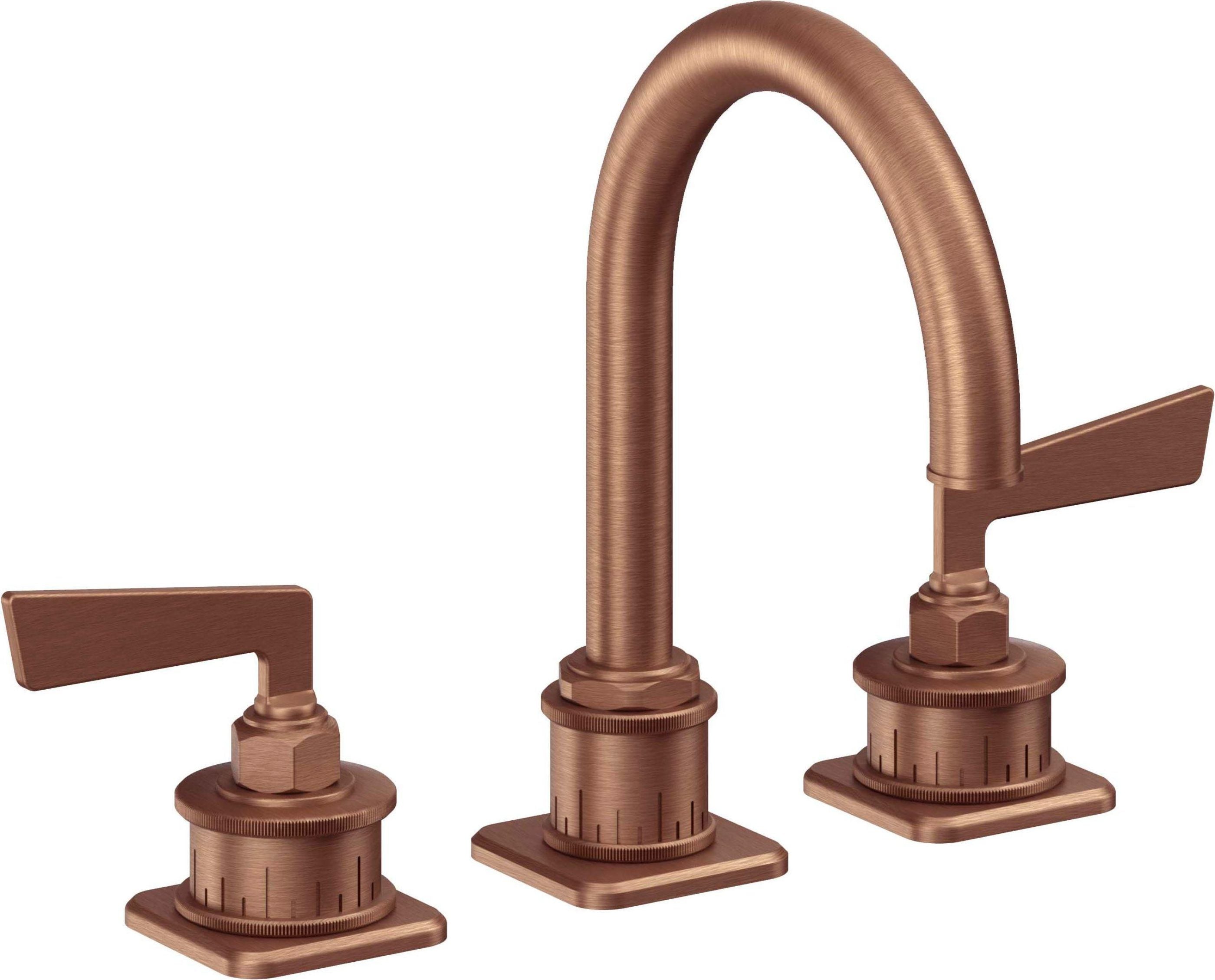 California Faucets - 8602ZB-ACF - 8" Widespread Lavatory Faucet with ZeroDrain - Antique Copper Flat - Steampunk Bay