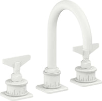 California Faucets - 8602BZBF-MWHT - 8" Widespread Lavatory Faucet with Completely Finished ZeroDrain - Matte White - Steampunk Bay