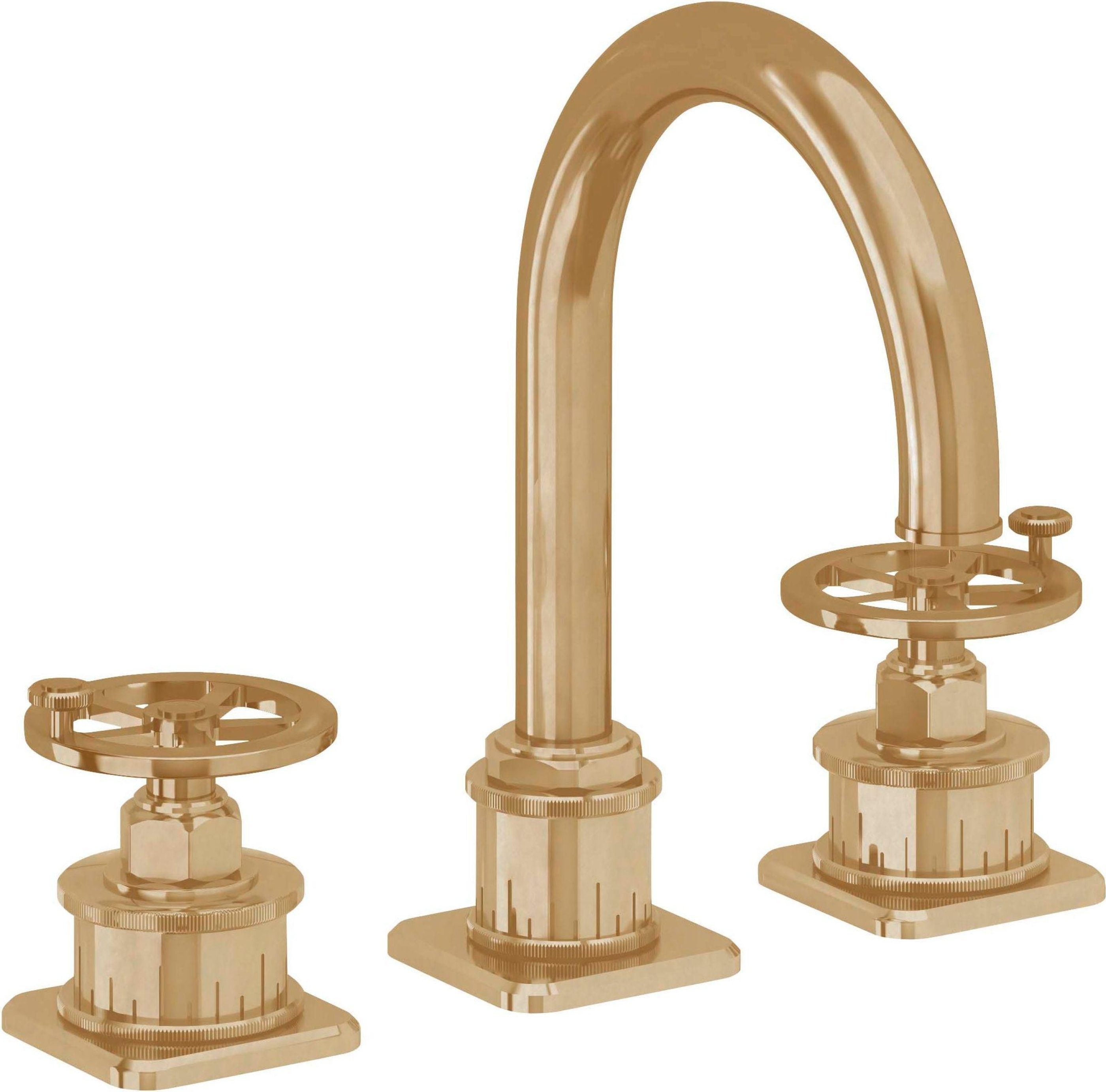 California Faucets - 8602W-BBU - 8" Widespread Lavatory Faucet - Burnished Brass Uncoated - Steampunk Bay