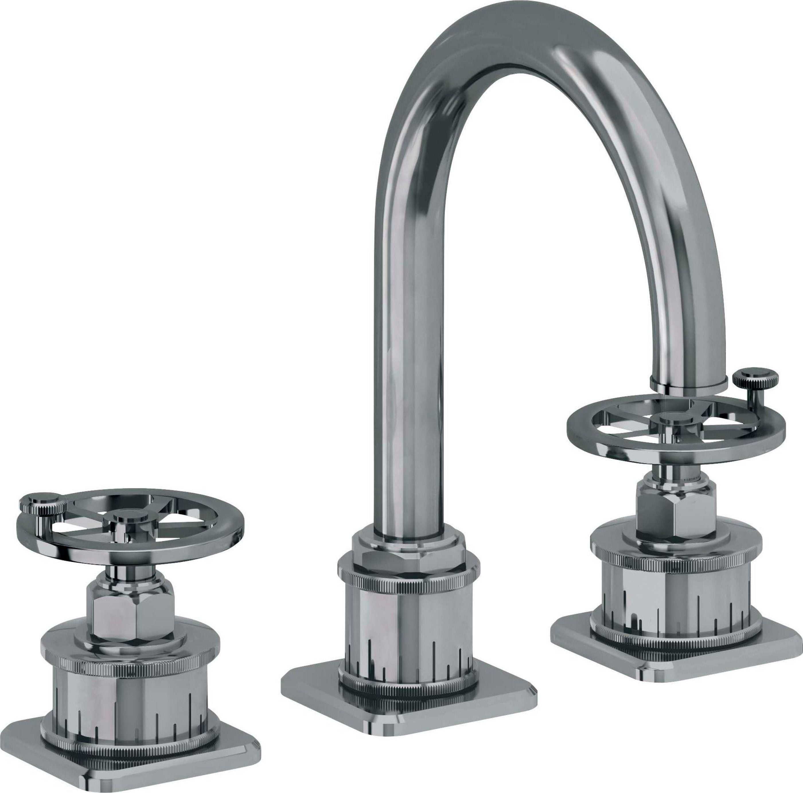 California Faucets - 8602WZBF-BLKN - 8" Widespread Lavatory Faucet with Completely Finished ZeroDrain - Black Nickel (PVD) - Steampunk Bay