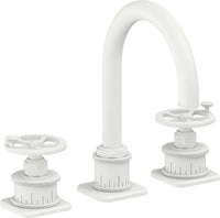 California Faucets - 8602WZBF-MWHT - 8" Widespread Lavatory Faucet with Completely Finished ZeroDrain - Matte White - Steampunk Bay