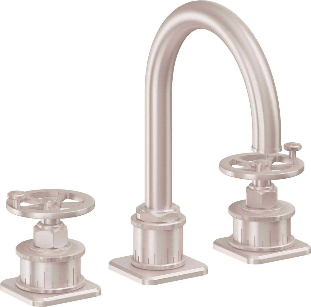 California Faucets - 8602W-SN - 8" Widespread Lavatory Faucet - Satin Nickel  - Steampunk Bay