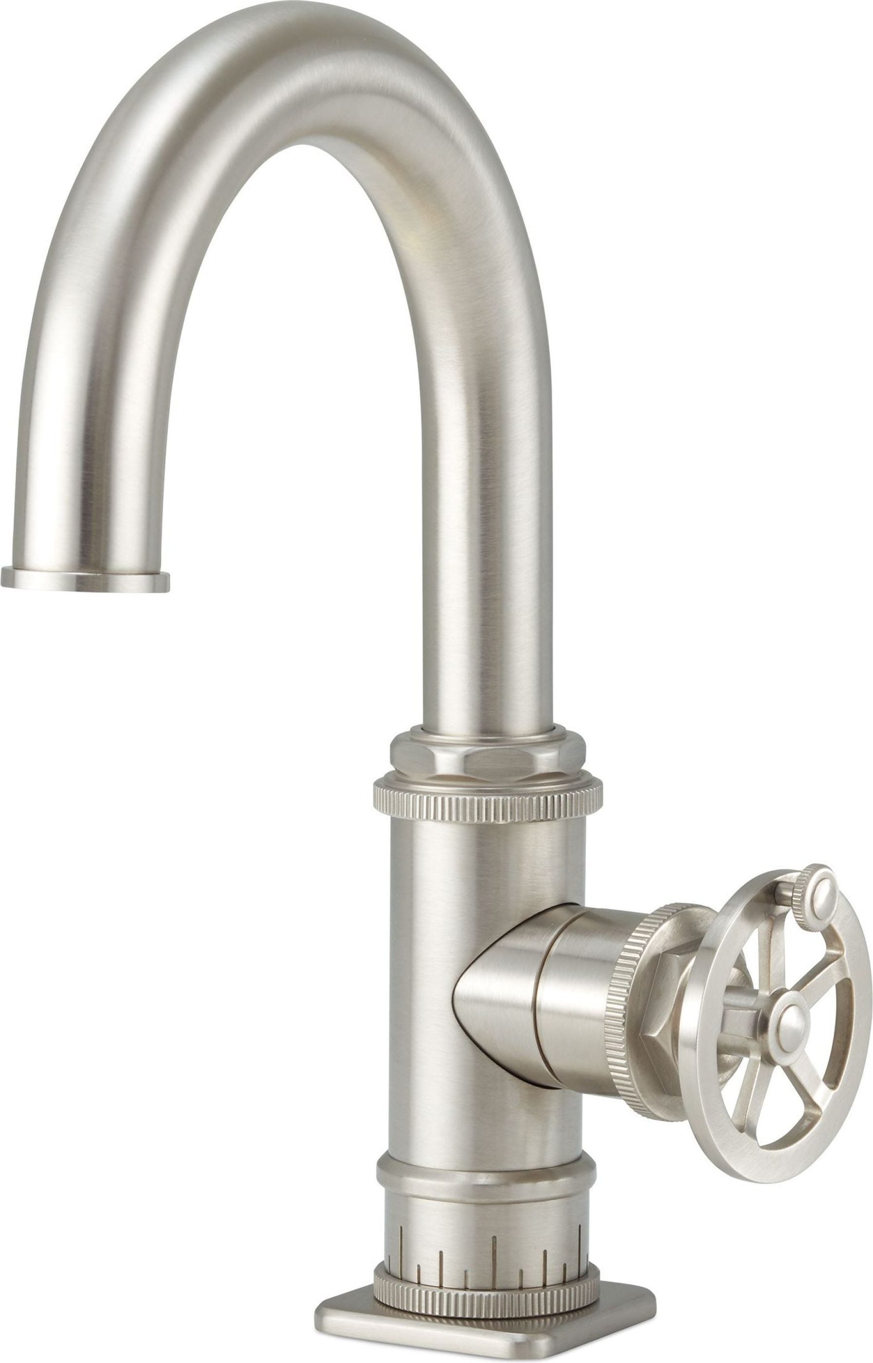 California Faucets - 8609W-1-SN - Single Hole Lavatory/Bar/Prep Faucet - Low Spout - Satin Nickel  - Steampunk Bay