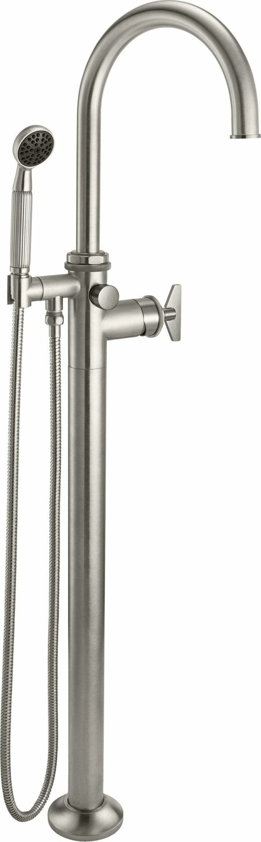 California Faucets - 8611B.20-SN - Single Hole Floor Mount Tub Filler - Satin Nickel  - Steampunk Bay