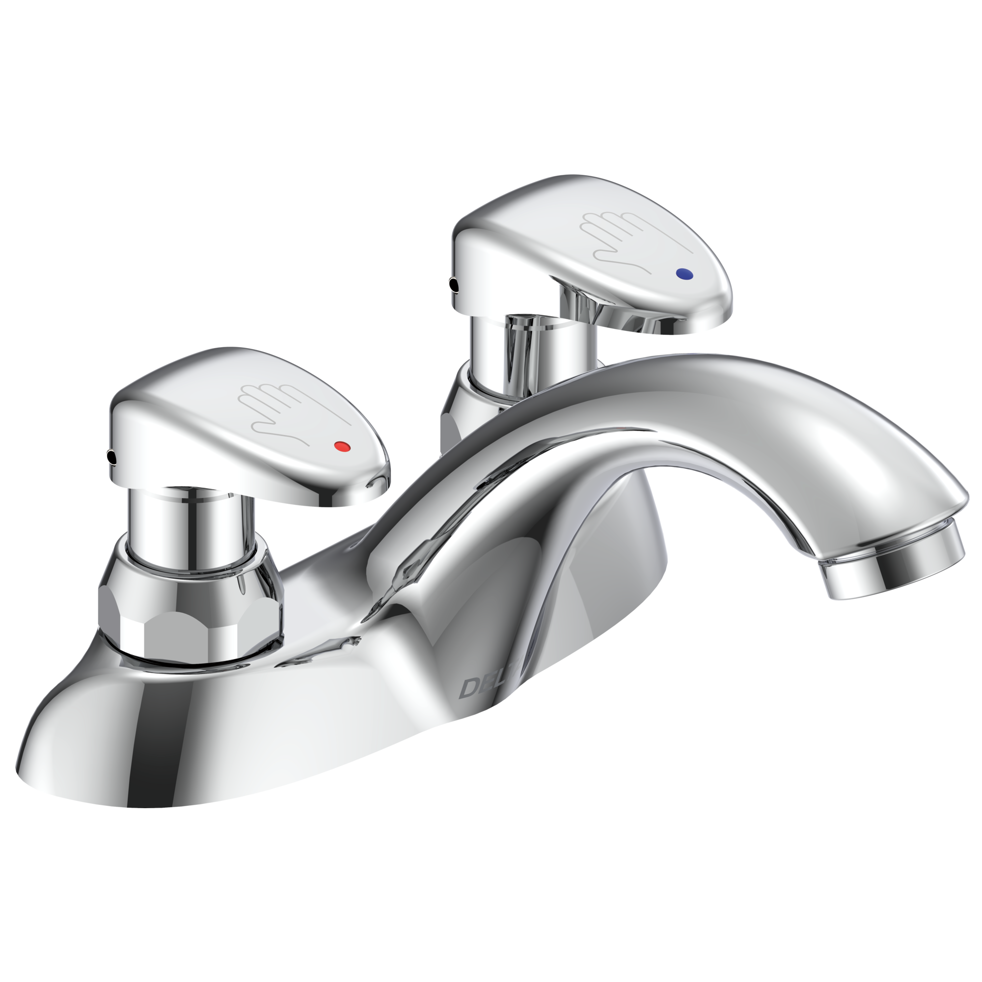 Commercial 86T: Two Handle Metering Slow-Close Bathroom Faucet