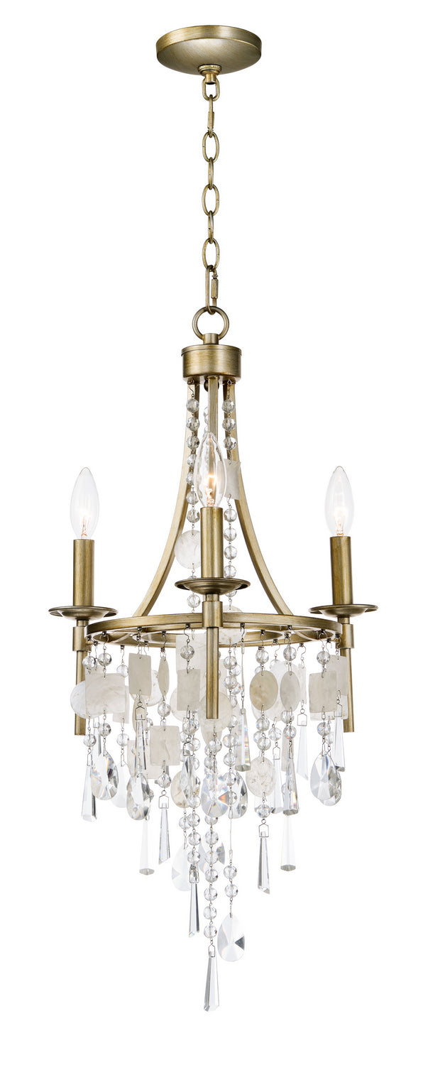 Maxim - 14423CZGS - Three Light Chandelier - Cebu - Capiz / Gold Silver