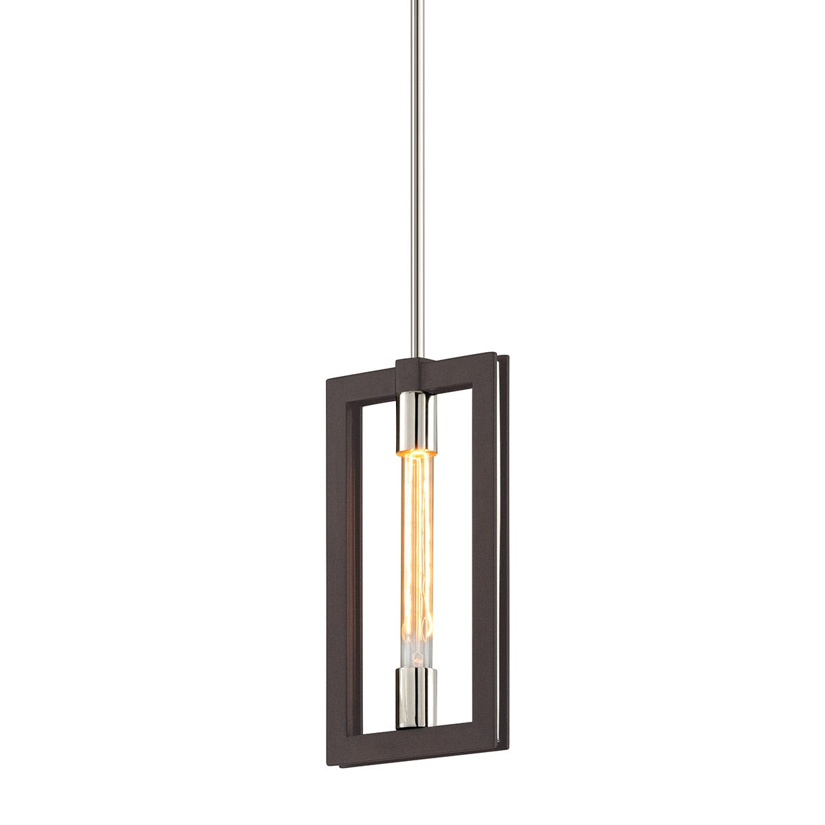 Troy Lighting - F6183-TBZ/SS - One Light Pendant - Enigma - Textured Bronze/Stainless Steel