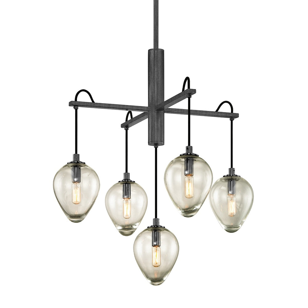 Troy Lighting - F6206-GRA/BCR - Five Light Chandelier - Brixton - Graphite