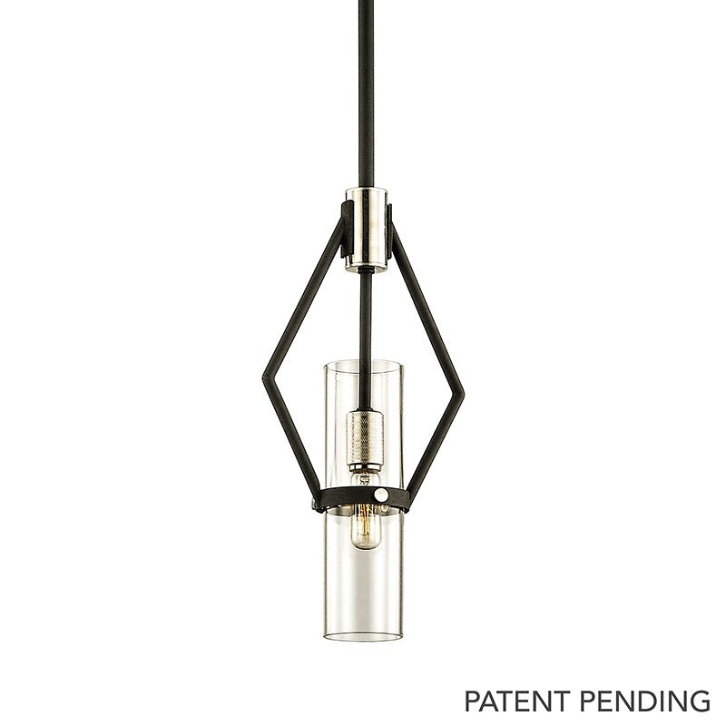 Troy Lighting - F6323 - One Light Pendant - Raef - Textured Black & Polish Nickel