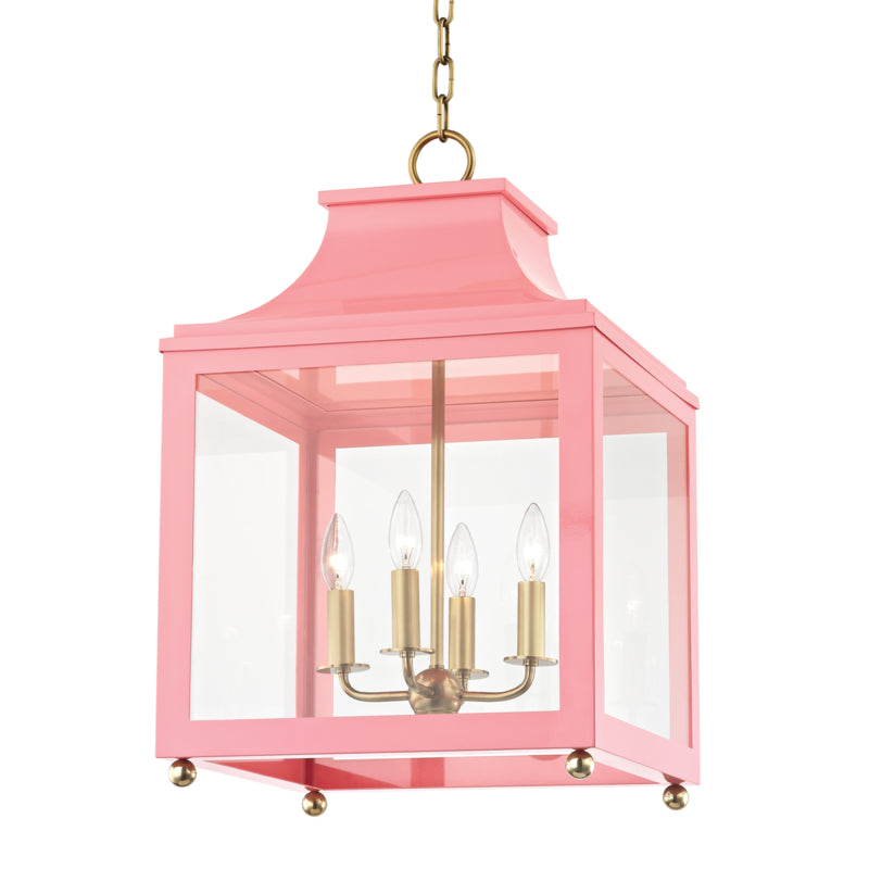 Mitzi - H259704L-AGB/PK - Four Light Lantern - Leigh - Aged Brass/Pink