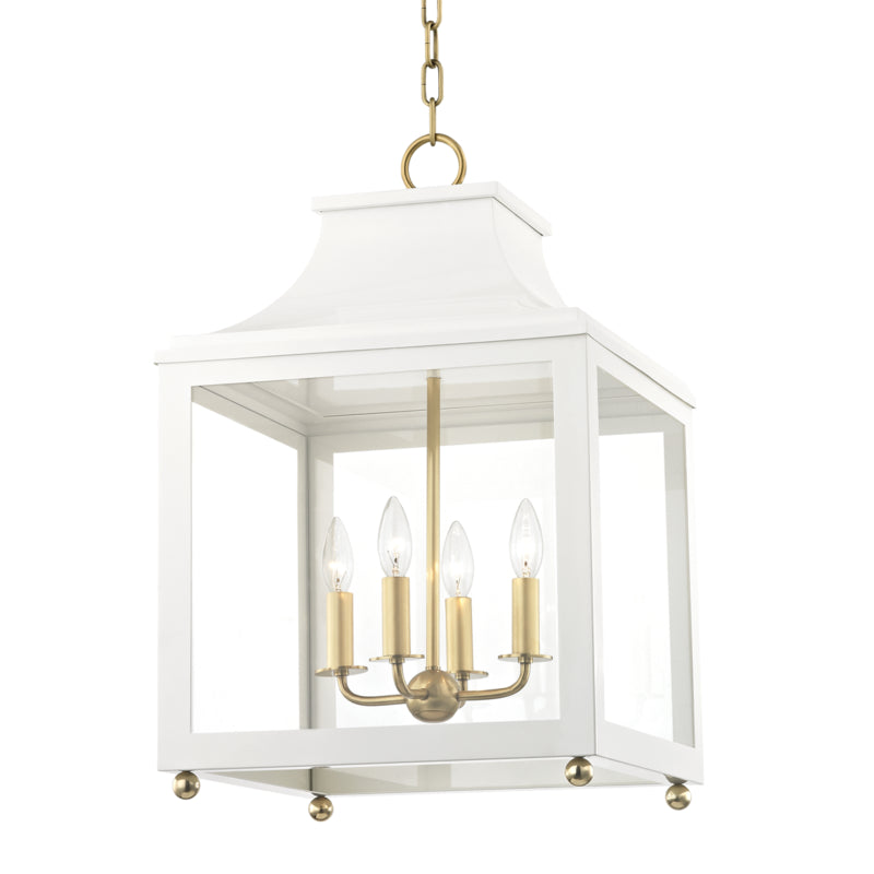 Mitzi - H259704L-AGB/WH - Four Light Lantern - Leigh - Aged Brass/Soft Off White