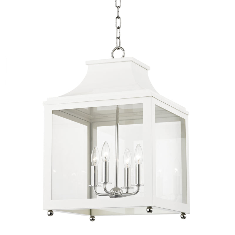 Mitzi - H259704L-PN/WH - Four Light Lantern - Leigh - Polished Nickel/White