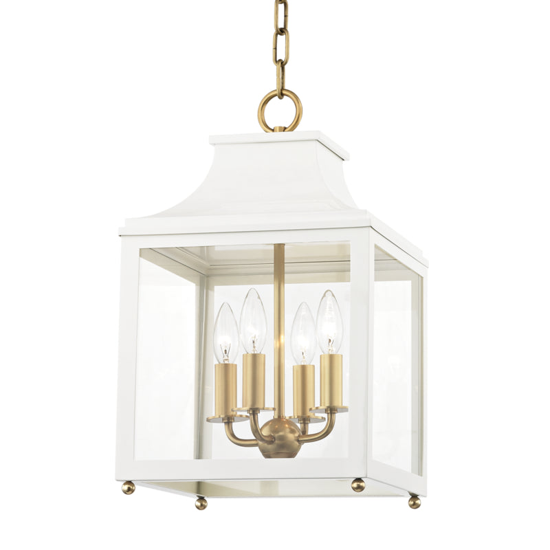 Mitzi - H259704S-AGB/WH - Four Light Lantern - Leigh - Aged Brass/Soft Off White