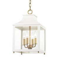 Mitzi - H259704S-AGB/WH - Four Light Lantern - Leigh - Aged Brass/Soft Off White